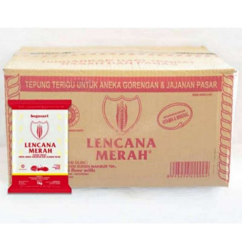 

TEPUNG TERIGU LENCANA MERAH 1 KG DUS ISI 12 KG
