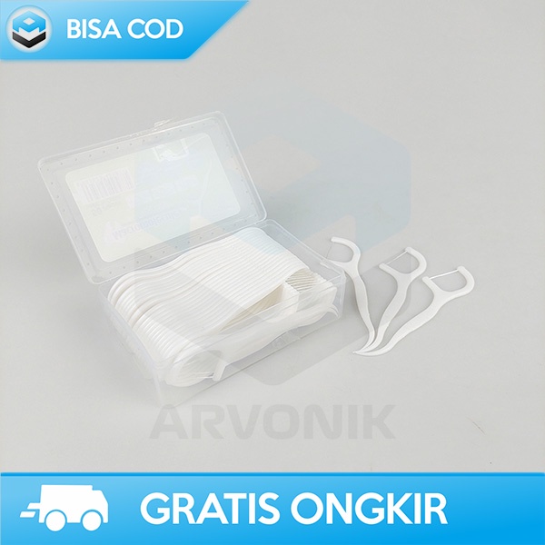 BENANG PEMBERSIH GIGI DENTAL FLOSS ISI 50 PCS TAFFOMICRON AMAN EFEKTIF