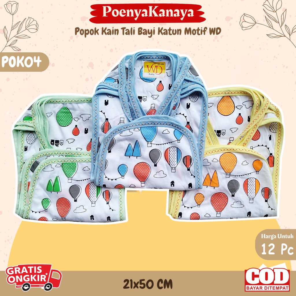 1lusin Celana Popok Kain Tali Bayi Katun Motif Div POK04