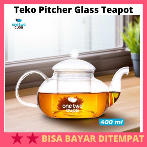 Teko Pitcher Glass Teapot Japanese Style Infuser / Teko Pitcher Pitcer Teh Tea Tubruk Bubuk Poci Cel