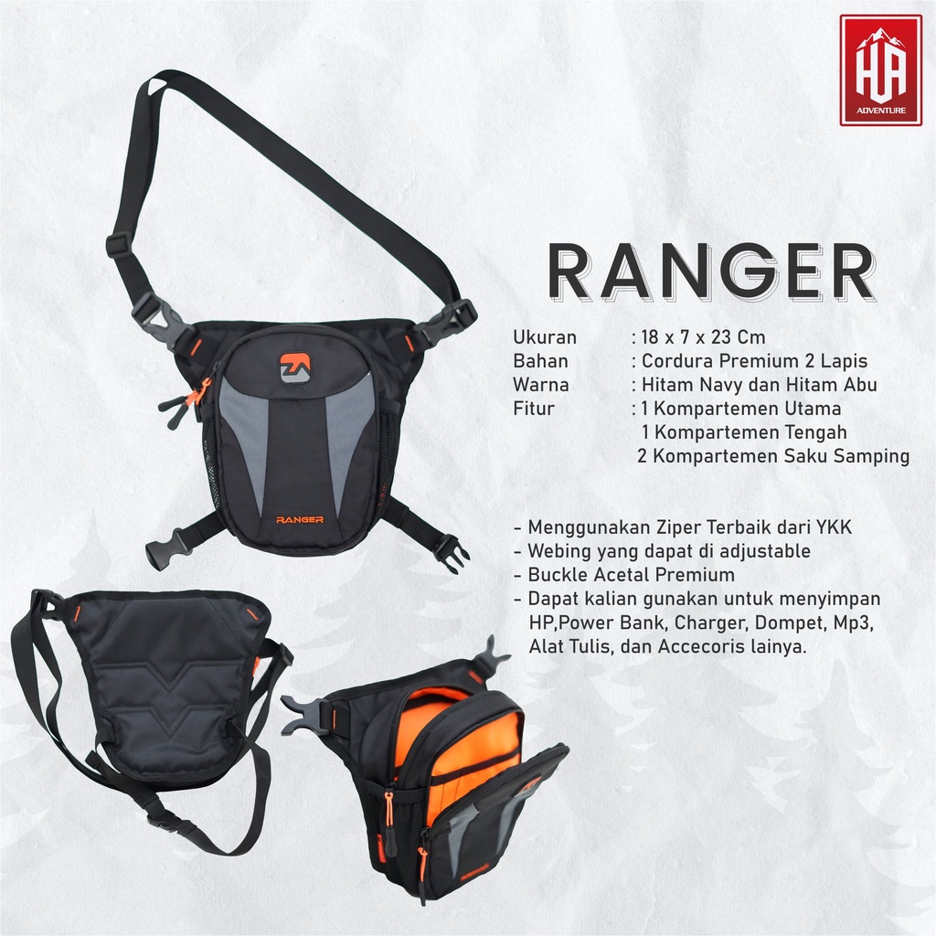 Tas Paha Tas Selempang Outdoor Zarventure seri Ranger