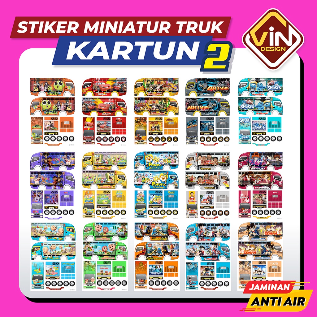 STIKER MINIATUR TRUK STICKER TRUCK OLENG KARTUN ANIMASI SERIES 2 BISA COD