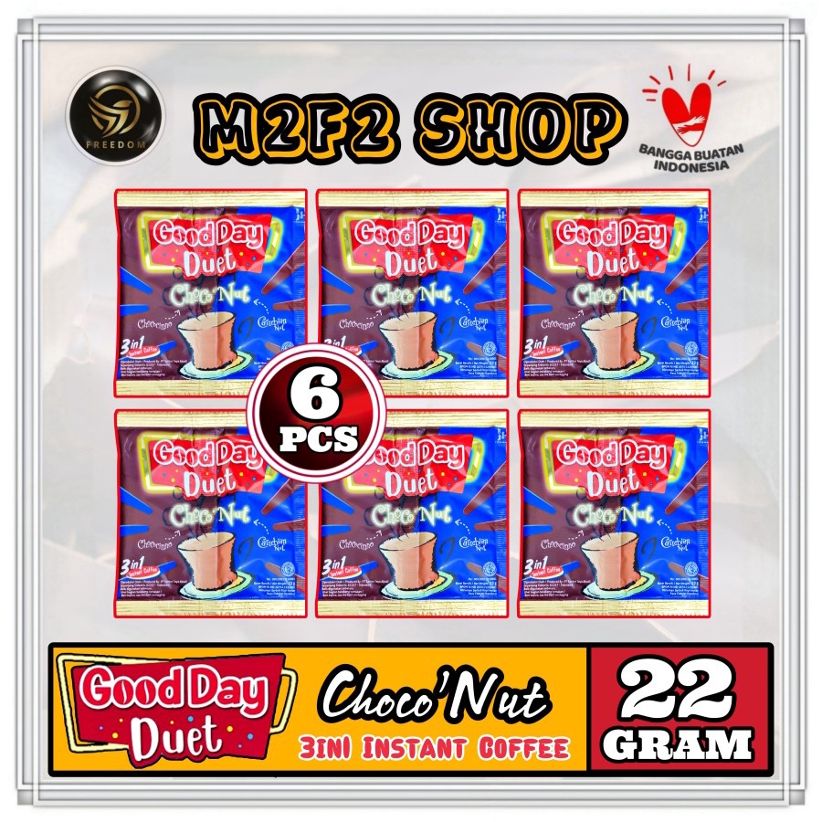 

Kopi Good Day Duet Choco Nut 3in1 Sachet - 22 gr (Kemasan 6 Pcs)