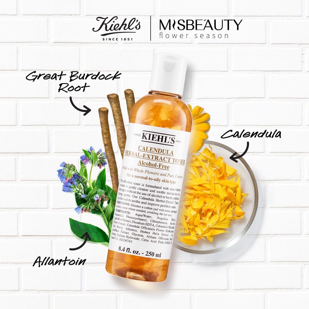 KIEHL'S CALENDULA HERBAL EXTRACT TONER-Alcohol-Free full size 250ml/Travel 40ml perawatan wajah Kiehls Calendula Toner 250ml /40ml