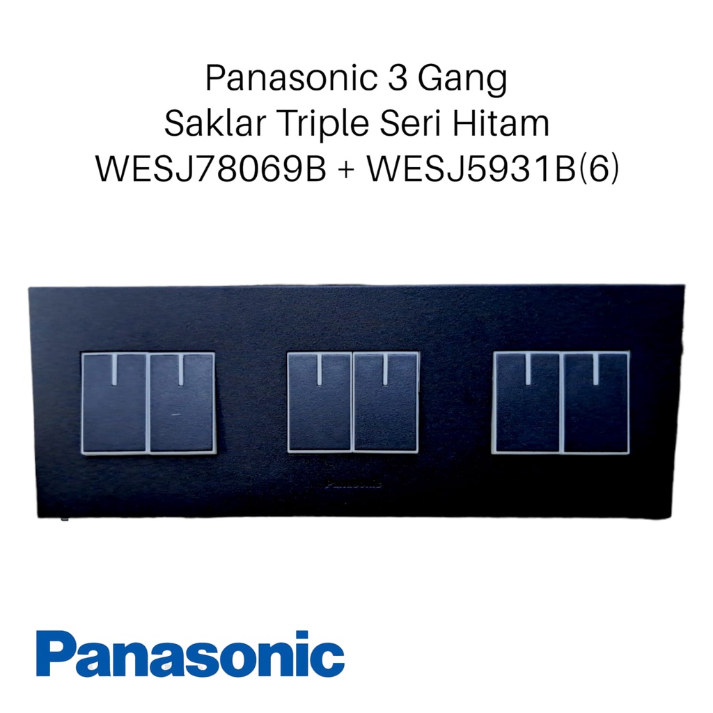 Panasonic Saklar Seri Triple Hitam WESJ78069+WESJ5931 Minimalis Style