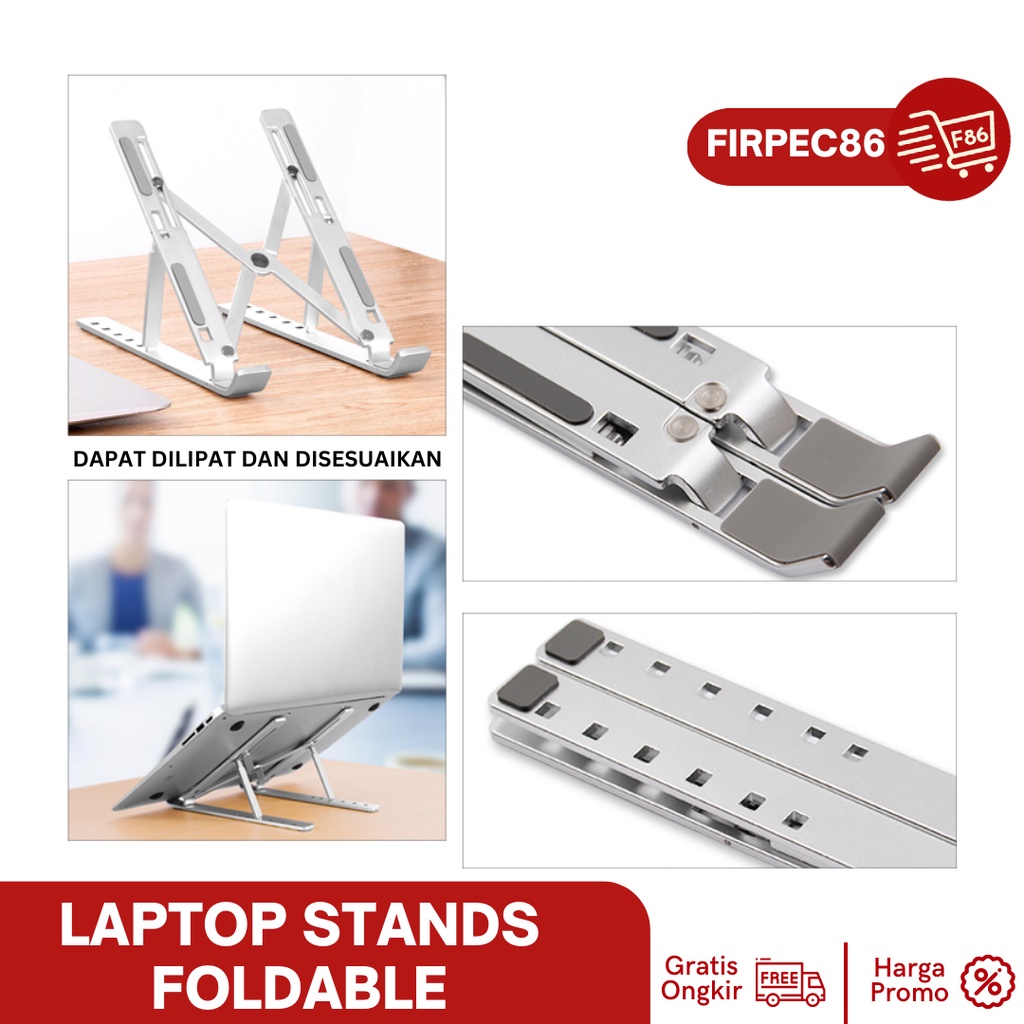 PROMO Laptop Stand Tablet Stand Holder Dudukan Laptop Aluminium Alloy - silver