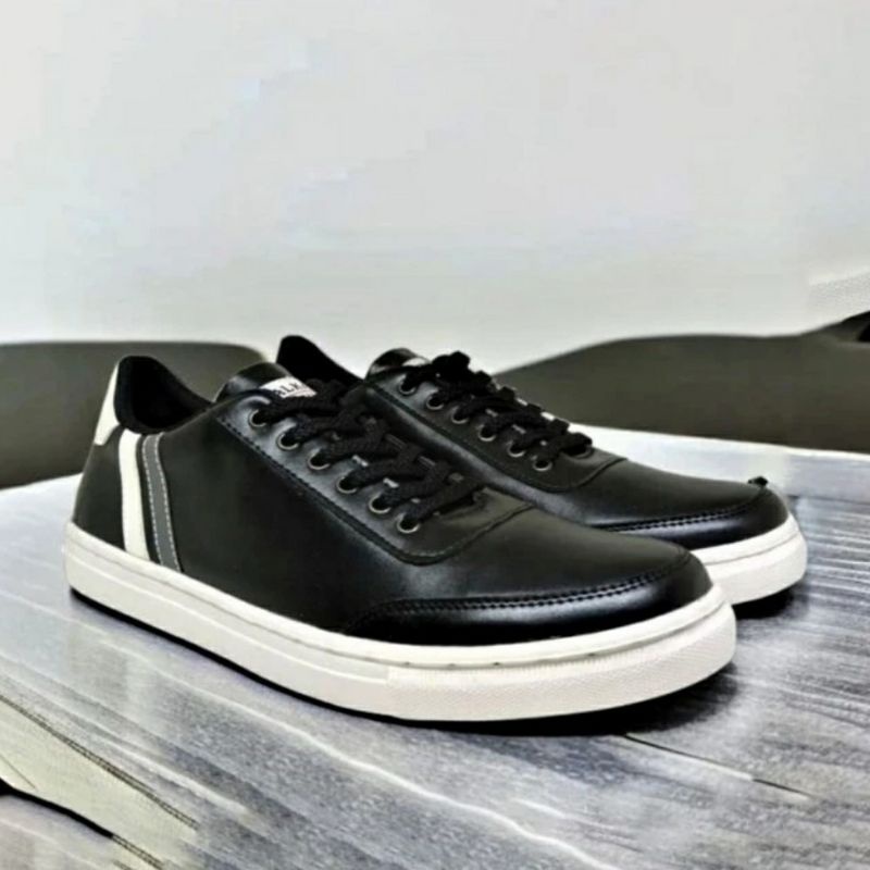 HILTON Sepatu Kasual Pria Men-701 Sneakers Sapatu Casual Jumbo 39.44 Blackline Hitam Putih, 42