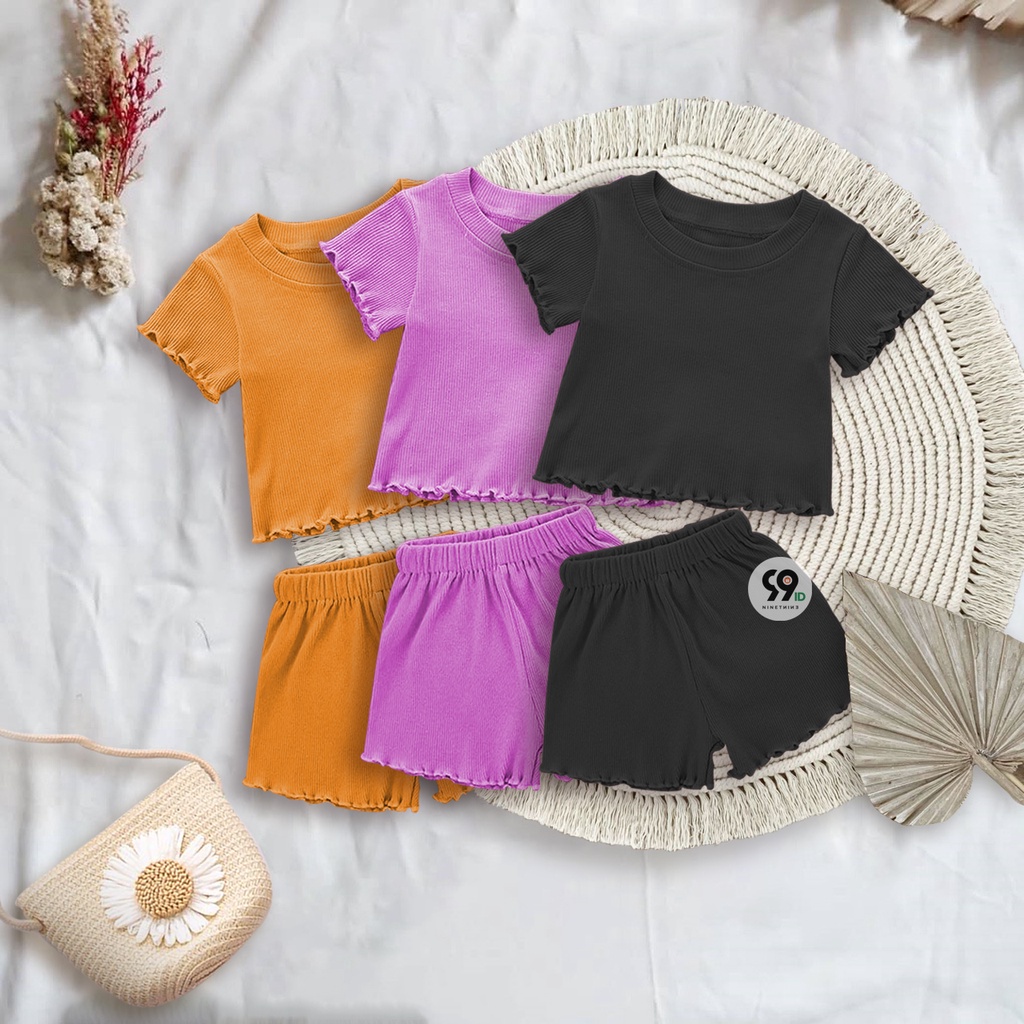 Baju oneset anak perempuan/SET RABELLA RIB KNITS usia 1-5th