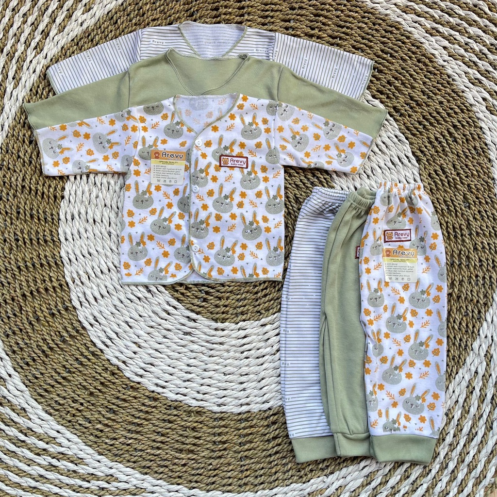 Paket Baju Bayi Newborn Arevy &amp; Kenzie Babywear 0-3 Bln Green Series Perlengkapan Bayi Baru Lahir Kado Baby Giftset Paket Setelan Piyama Bedong STK Jumper Popok Gurita Topi