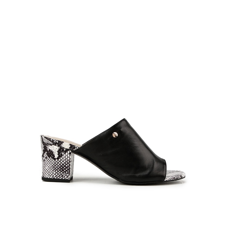 Sepatu Heels Andre Valentino Original bernuansa monokrom dengan detail animal skin Tumit Formal Eleg