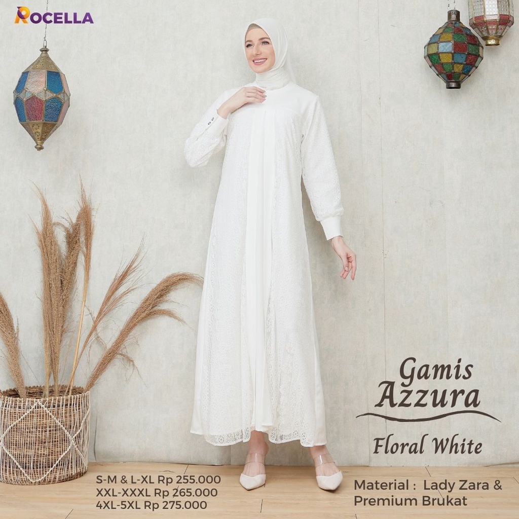 Rocella Gamis Azzura / Gamis Putih / Gamis Putih Jumbo / Baju Lebaran