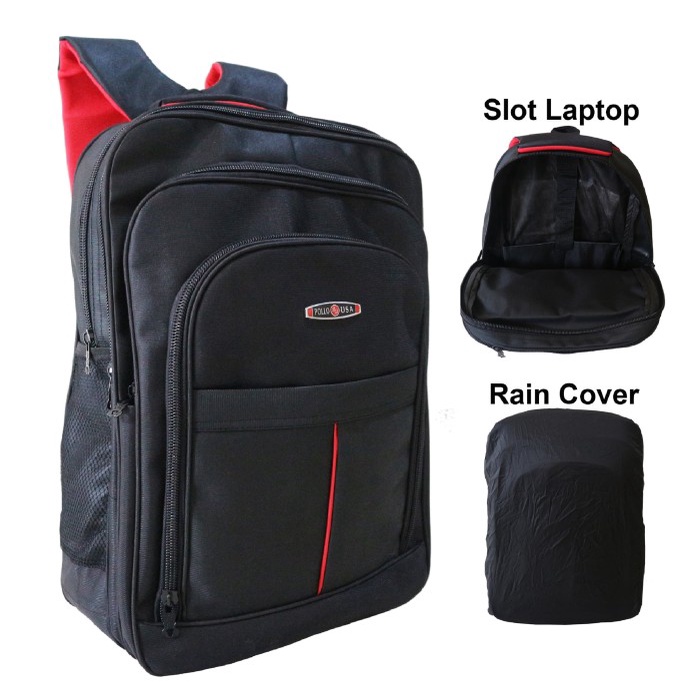 Tas Ransel Pria Tas Ransel Model Polo Pria Wanita Kualitas Premium Warna Hitam Bagus(N5Q5) tas pungg