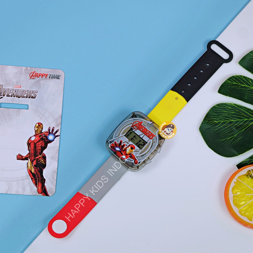 JAM SUPER HERO IRONMAN DIGITAL CASE KOTAK TALI KARET - JAM TANGAN ANAK TERBARU / JAM KOTAK ANAK / JA