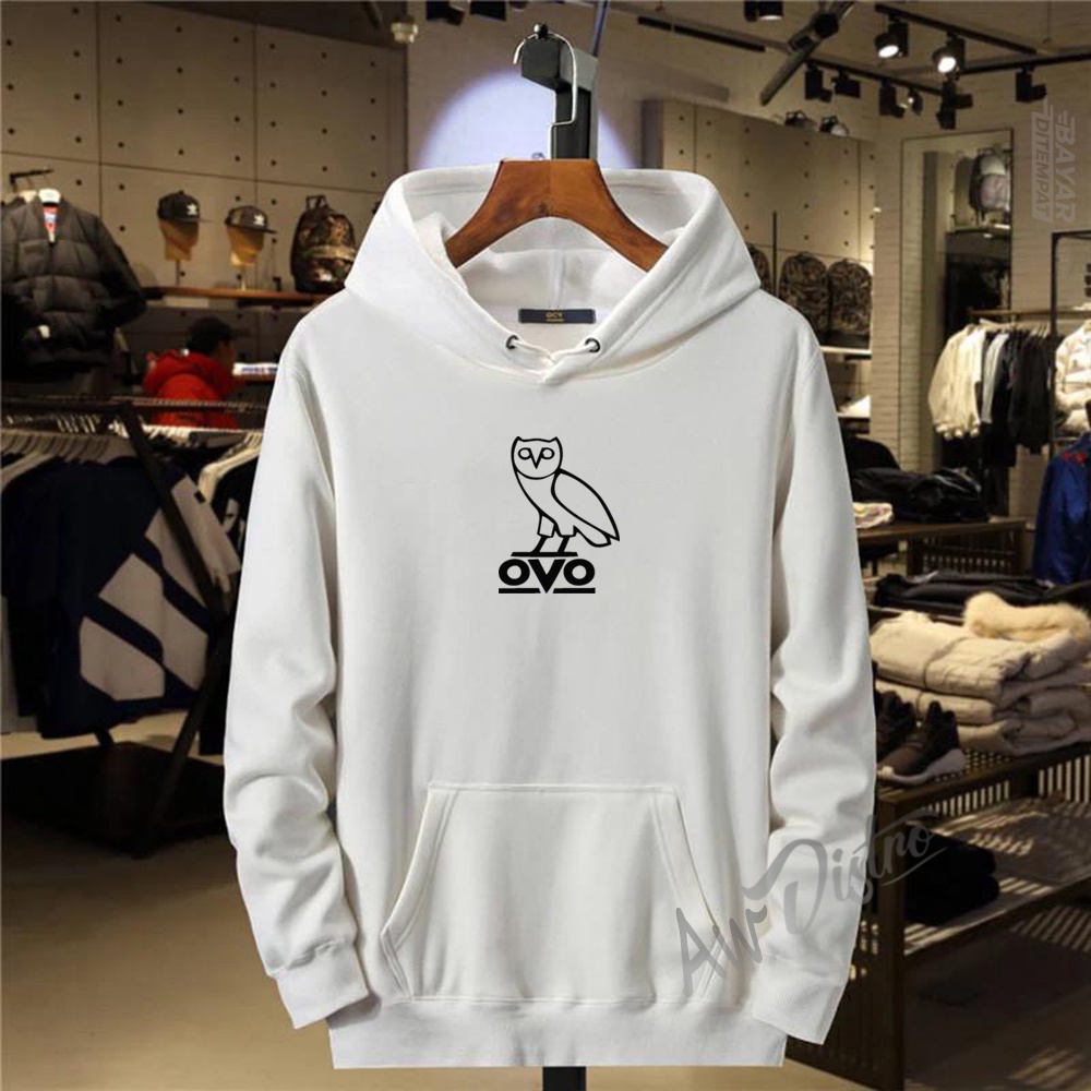 COD Hoodie Distro Ovo Text Hitam Premium Quality Sweater Tulisan Jaket Cewek/ Cowok Kata-Kata Hoodie Sablon