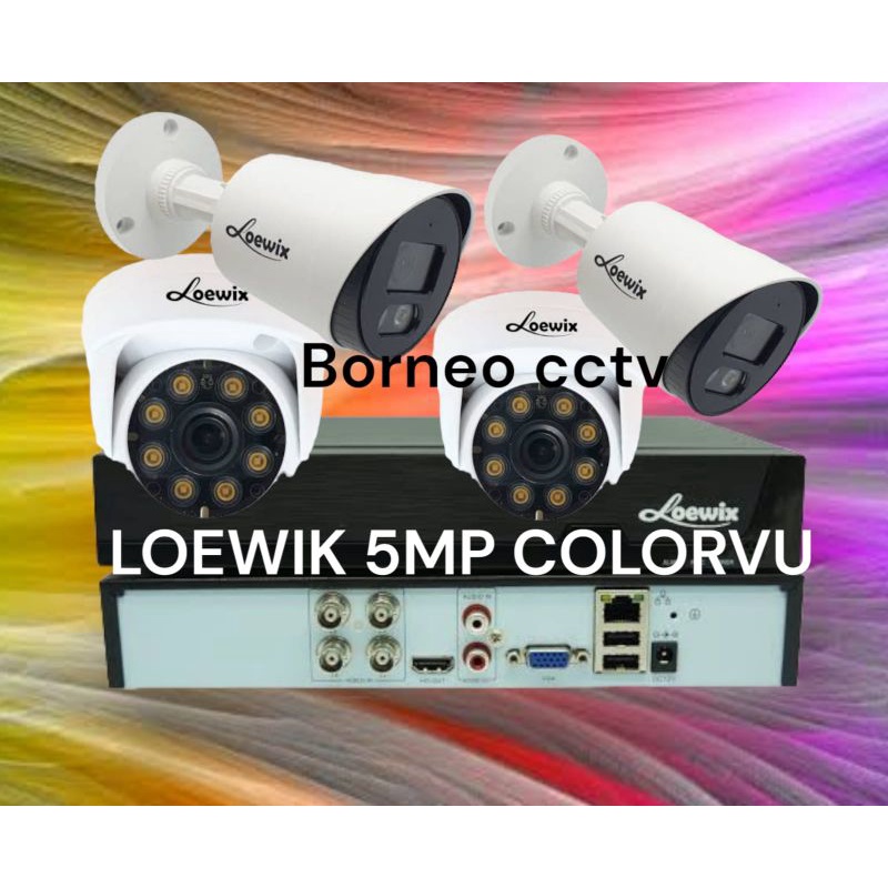 Promo paket cctv 4channel 5mp colorvu loewix lengkap siap pasang