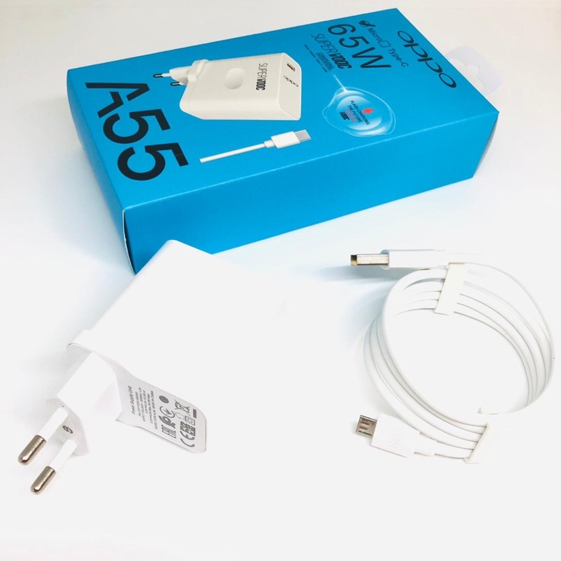 TRAVEL CHARGER OPPO A55 MICRO DAN TYPE C 65W SUPER VOOC BY SMOLL