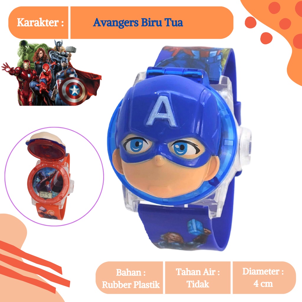 [COD] Jam Tangan Anak Topeng Kepala Cowok 3D Digital Melodi Musik Karakter Kartun Transformer Boboboi Avangers