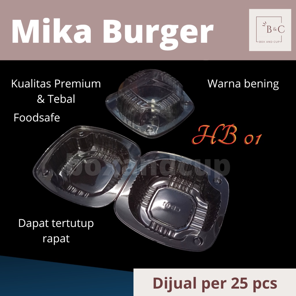 Mika Roti Burger / Tray Hamburger / Tempat Donat / Box Plastik Bolu HB 01