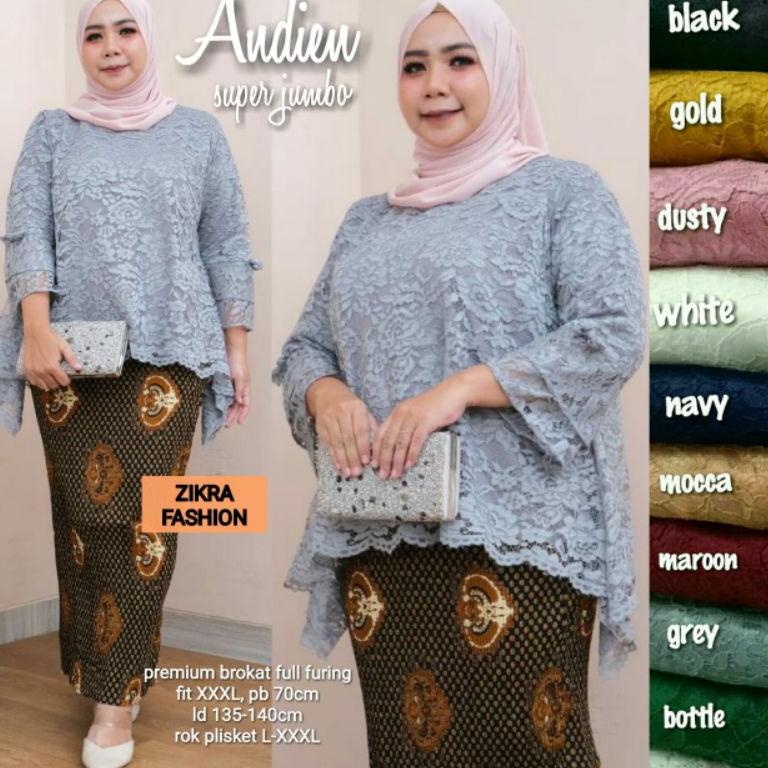 SIAP KIRIM Andien LD 140 super jumbo by Zikra Fashion | blouse kebaya brokat super jumbo pesta | rok