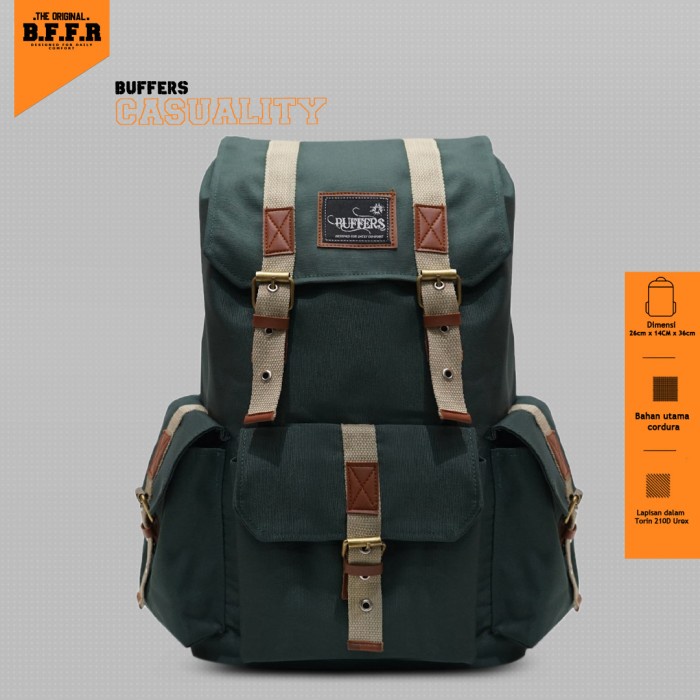 Tas Ransel Pria Tas Ransel Pria Wanita Buffers Casuality - Ransel Korea Buffers Ori - Hijau(N0W3) ta