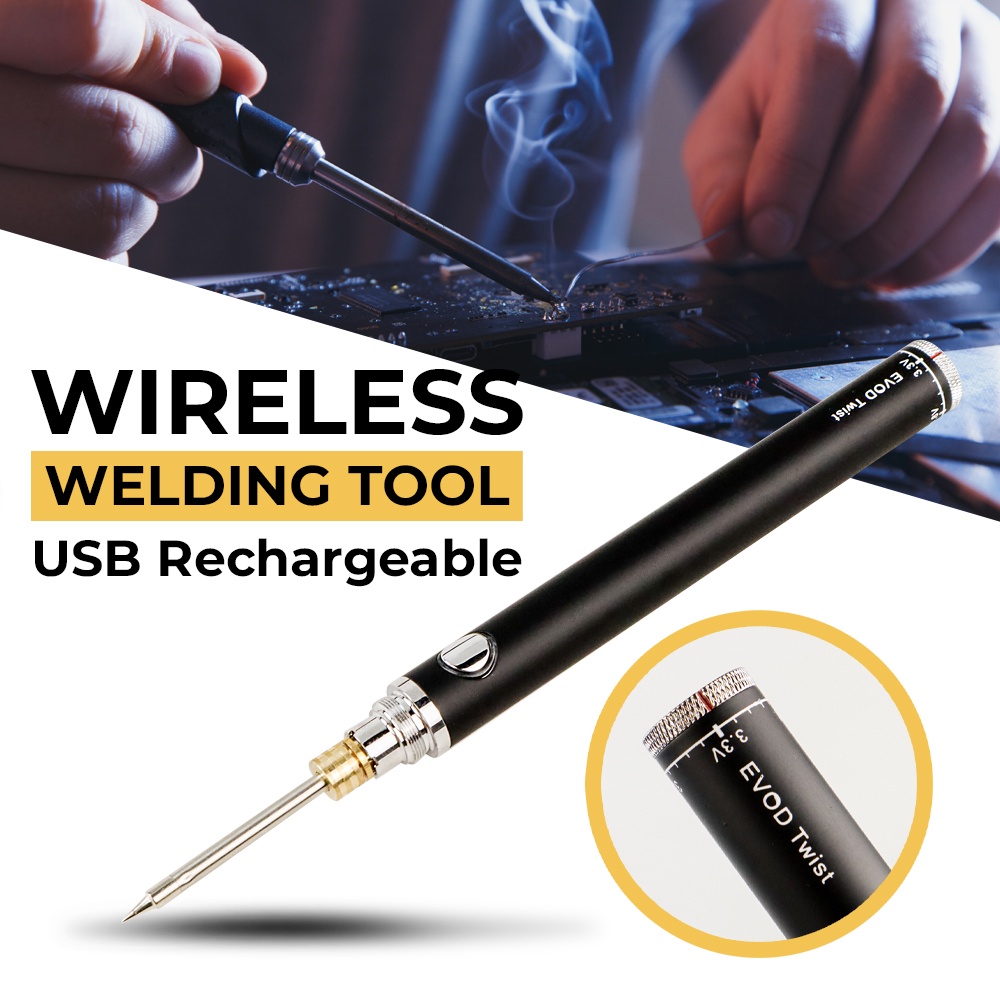 EVOD Twist Solder Wireless Iron Welding USB Rechargeable 8W - CS33 - Black