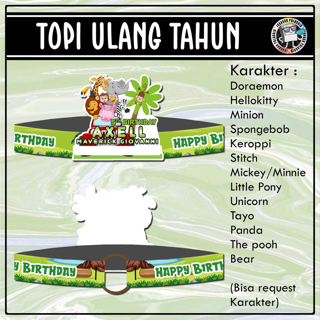 Topi ultah anak custom murah
