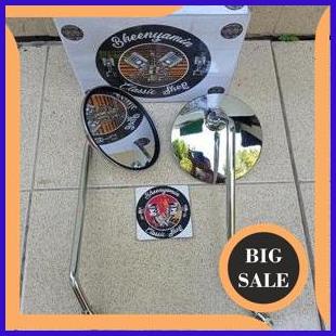 suku cadang Spion Bulat Cermin Motor Kaca Sepion Tangkai Panjang Drat 14 Yamaha V75 Yamaha V80 V80SS