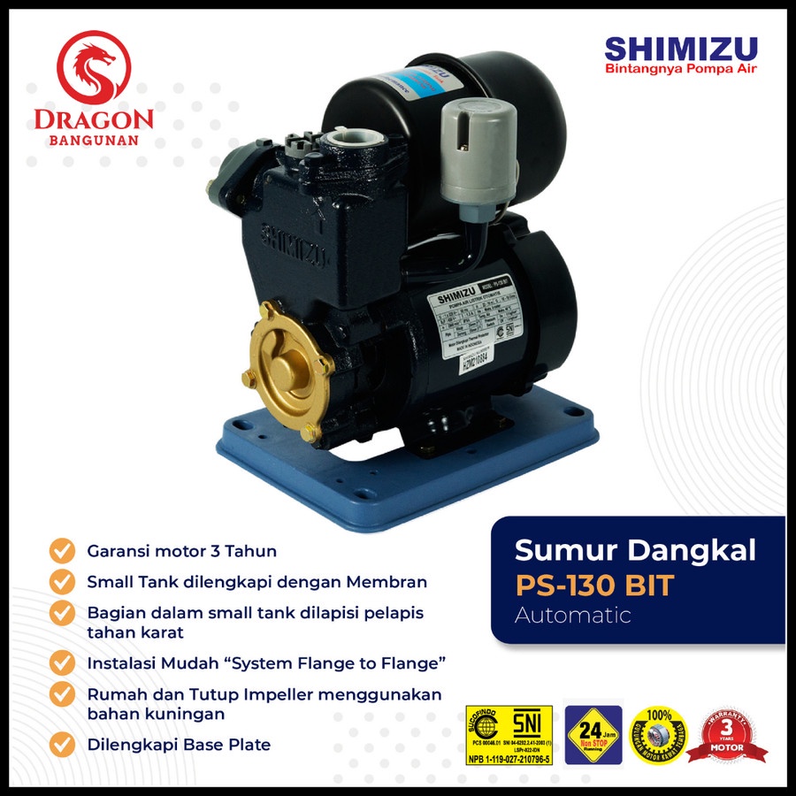 SHIMIZU PS 130 BIT - POMPA AIR SHIMIZU PS 130 - POMPA SHIMIZU 125 Watt