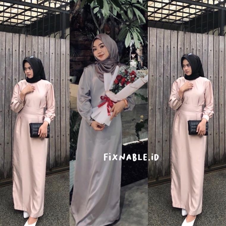 TERBAIK [STOK READY YA] Dress Satin Murah/Dress Satin Bridesmaid/Dress Satin Wisuda/Dress Satin Kond