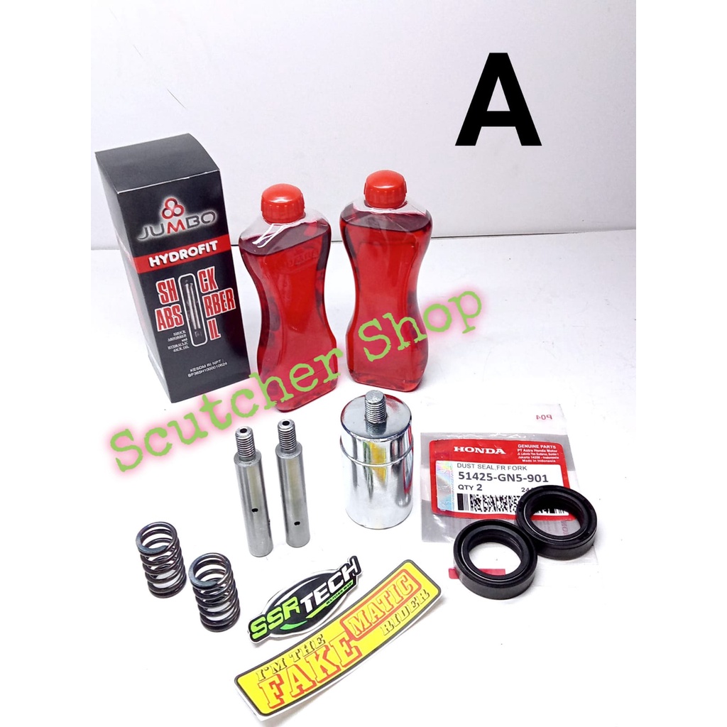 PAKET HEMAT PENINGGI SHOCK DEPAN DAN BELAKANG HONDA MATIC BEAT STREET VARIO SCOOPY SPACY