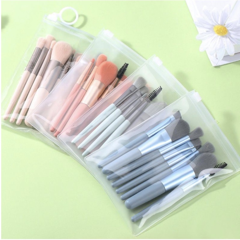 Kuas Makeup 8in1 Brush Rias Wajah Lembut Isi 8 Ziplock Pouch