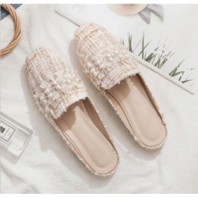 ALTEMAID slop shoes vintage slip on apricot with pearl
