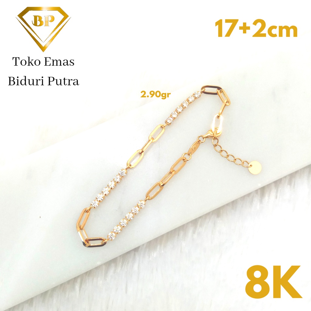 Gelang Fancy Perhiasan Emas Kuning Asli Model Terbaru Kadar 8K/375 toko emas biduri putra