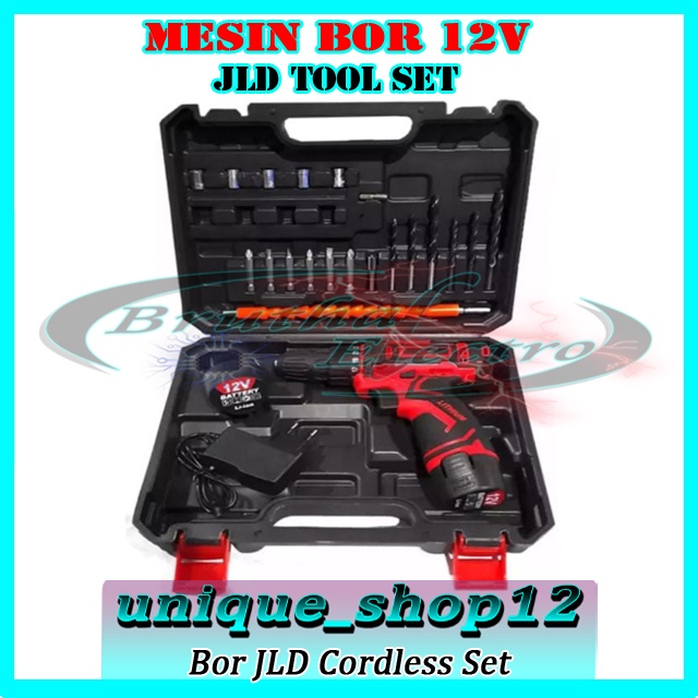 Bor Portable SUNC, JLD, NRT-PRO Multifungsi Cordless Set Aksesoris Full
