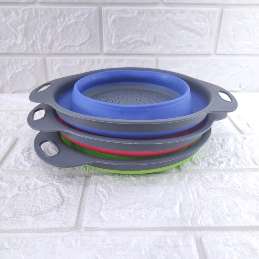 Keranjang Saringan Sayur Buah-Buahan Silikon Fleksibel Keranjang Lipat