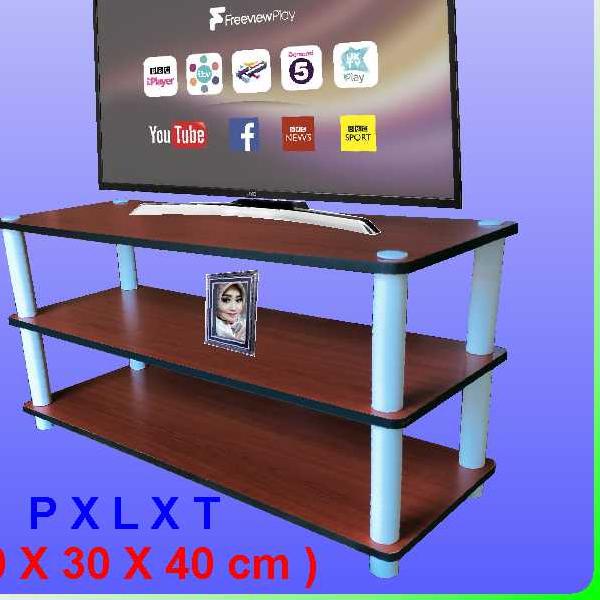 ✬ RS3-3080 ( Putih) Motif. Rak TV 3 Susun, Meja Rak TV Jumbo, Rak TV Murah, Meja TV, lemari Rak TV M