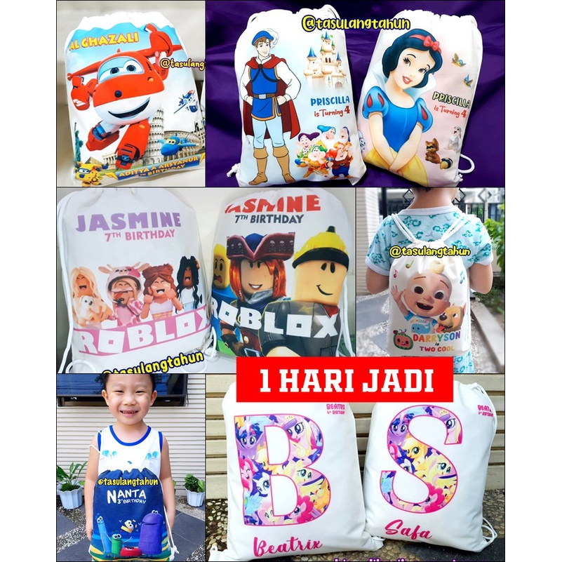 

(1hari jadi) Tas Ransel Souvenir Ultah GoodieBag Bingkisan Unicorn Among Us Avenger Nussa Rara Animal Badanamu Cars Dino