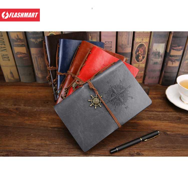 Flashmart Buku Catatan Binder Kulit Retro Compass Kertas A5 - ZB045