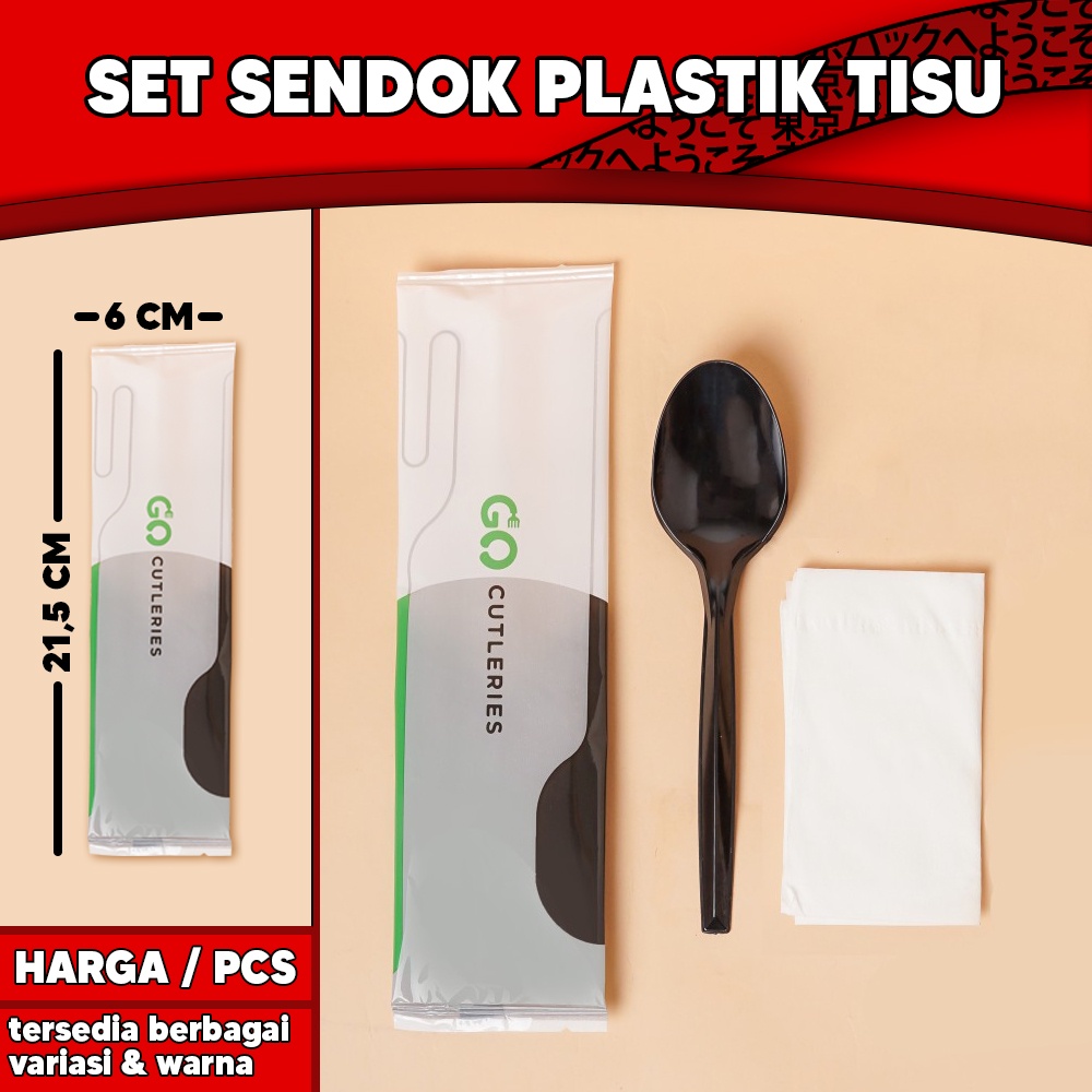 Sendok Plastik Set dan Tisu Steril Bersih Murah