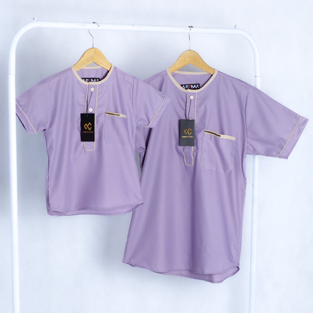 Lilac Koko Couple Ayah Anak Terbaru Haza Series - Baju Muslim Kembar Keluarga