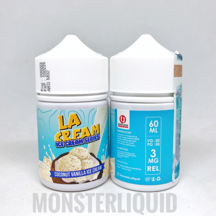 LA CREAM ICE CREAM COCONUT VANILLA BY LEVICA JUICE 3MG 60ML