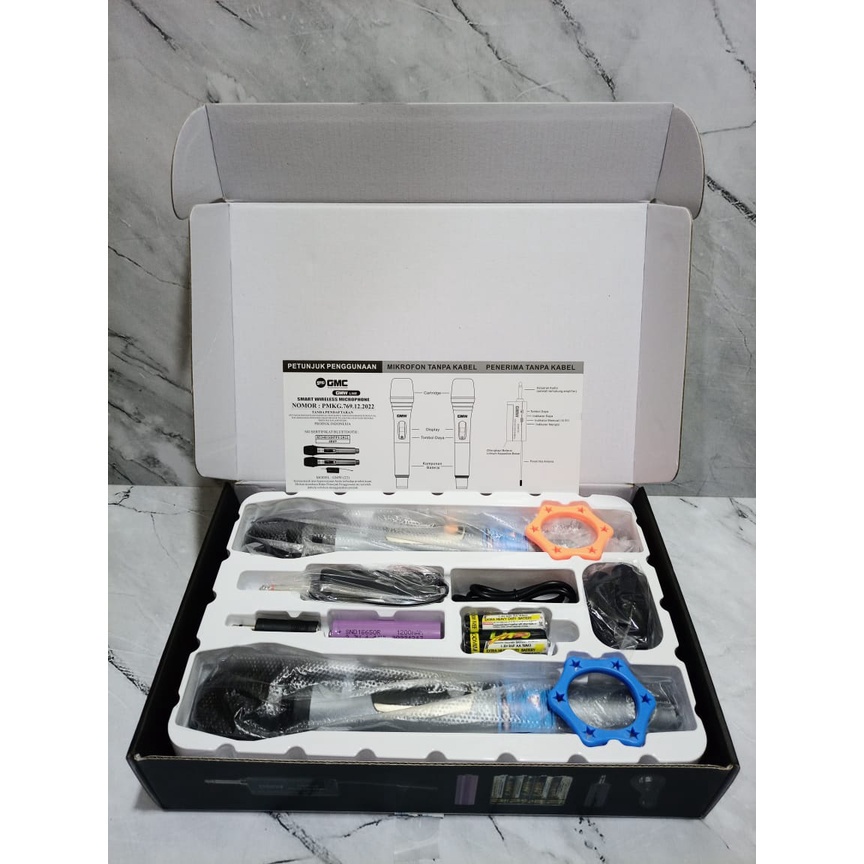 GMC Microphone wireless GMW 022 Mic Karaoke Double Tanpa Kabel | 2 Mic Profesional Wireless Microphone | Mikrofon GMC Type GMW 022 Mic Wireless Double Murah dan Berkualitas - Bisa Bayar Ditempat | FMS