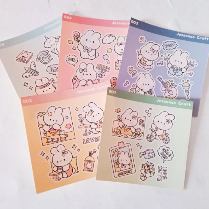 

Sticker Sheet Daily Rabbit Lucu Journal Aesthetic (No Cutting)