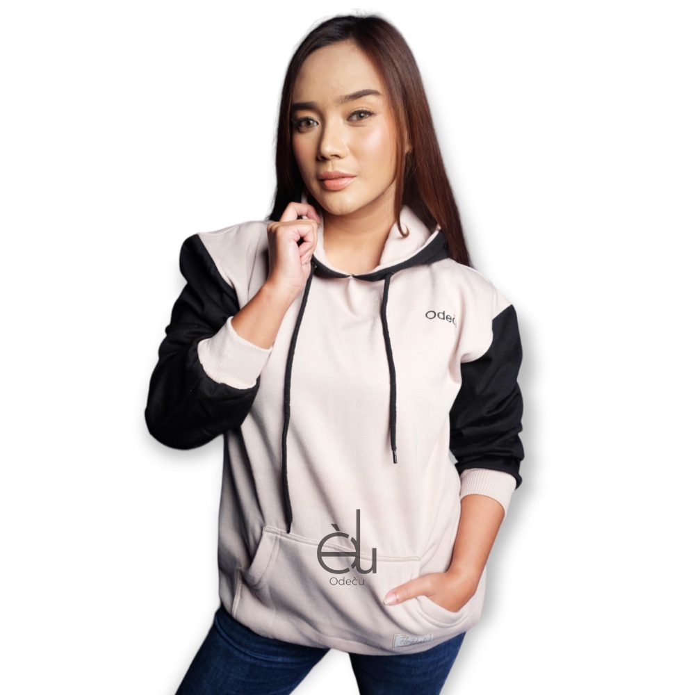 ODECU HOODIE PREMIUM COUPLE BEIGE BLACK SWEATER WANITA PRIA