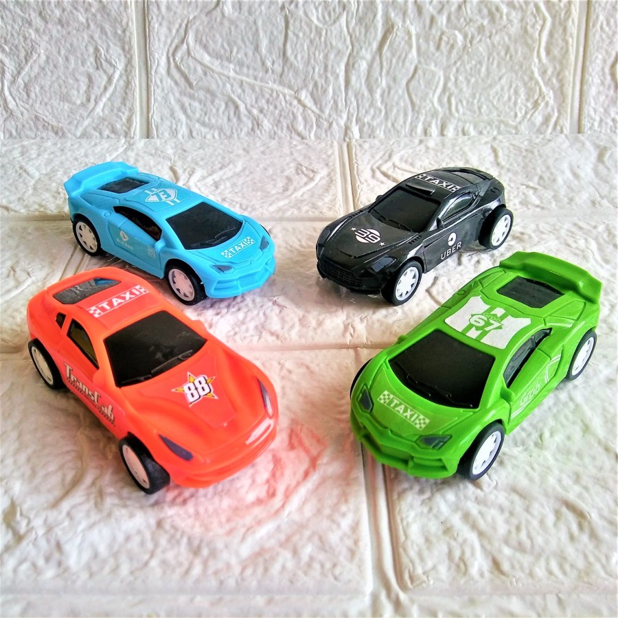 Mainan Mobil Taxi RKC isi 4pcs Mekanisme Pull Back