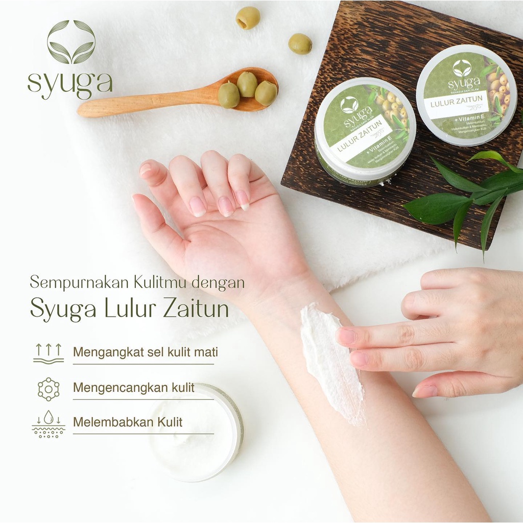 [BPOM] SYUGA Lulur Scrub Zaitun Olive with Vitamin E 100ml / Body Scrub / MYMOM