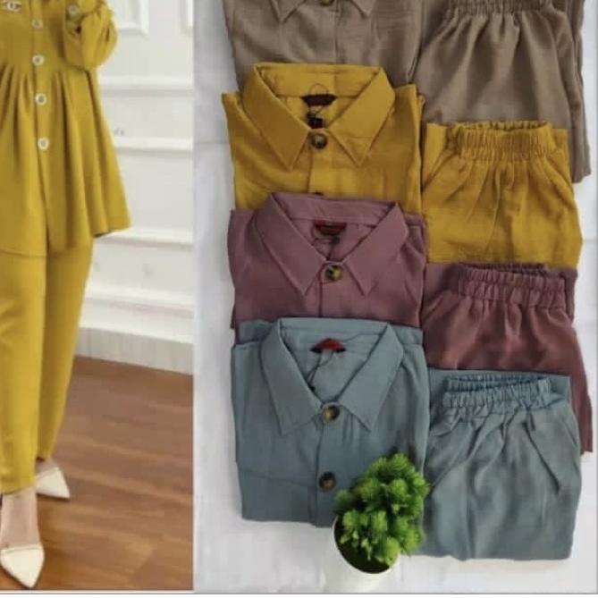 ❊ Zivia Set - Setelan Crinkle Airflow Polos Standar / Setcel polos crinkle / One set zivia premium /