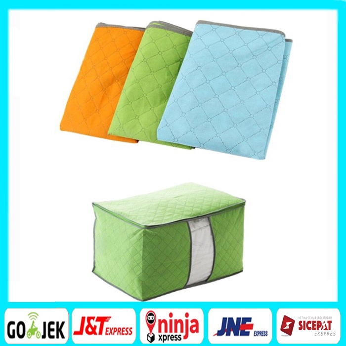 Tempat Penyimpanan Bed Cover Bamboo Storage Box Organizer Bag Kotak Penyimpanan Baju Selimut Dan Spr
