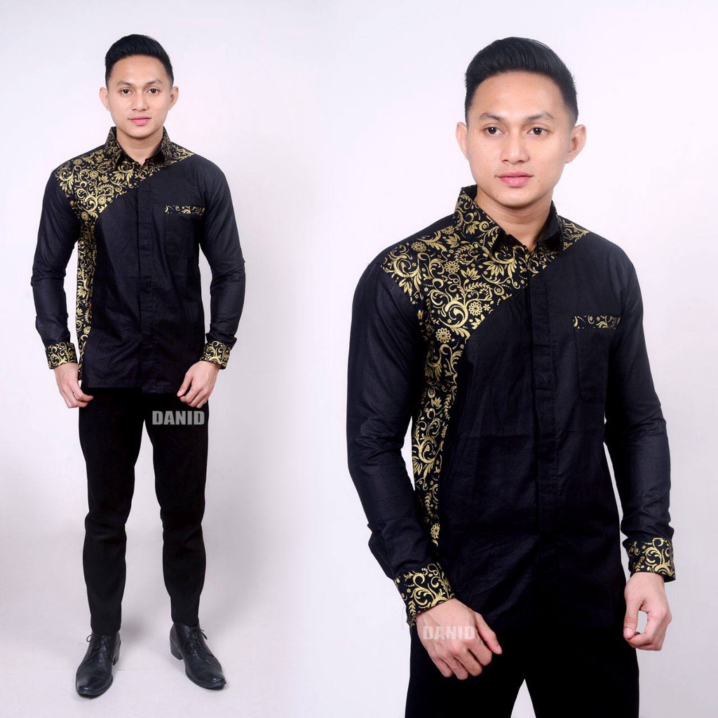 Baju Koko Kurta Dewasa Lengan Panjang Pria Muslim Terbaru Motif Batik katun import