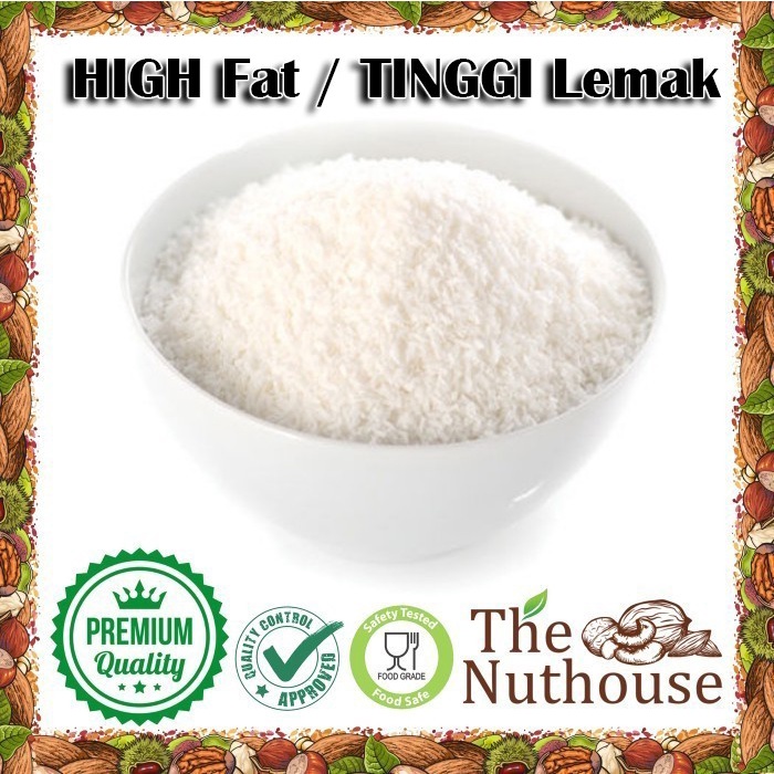 1kg Desiccated Coconut / Kelapa Parut Kering [High Fat / Tinggi Lemak - Fine Grade / Extra Fine Grade]